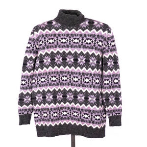 Vintage Valerie Stevens Fair Isle Lambswool Turtleneck Sweater Women's SZ MEDIUM